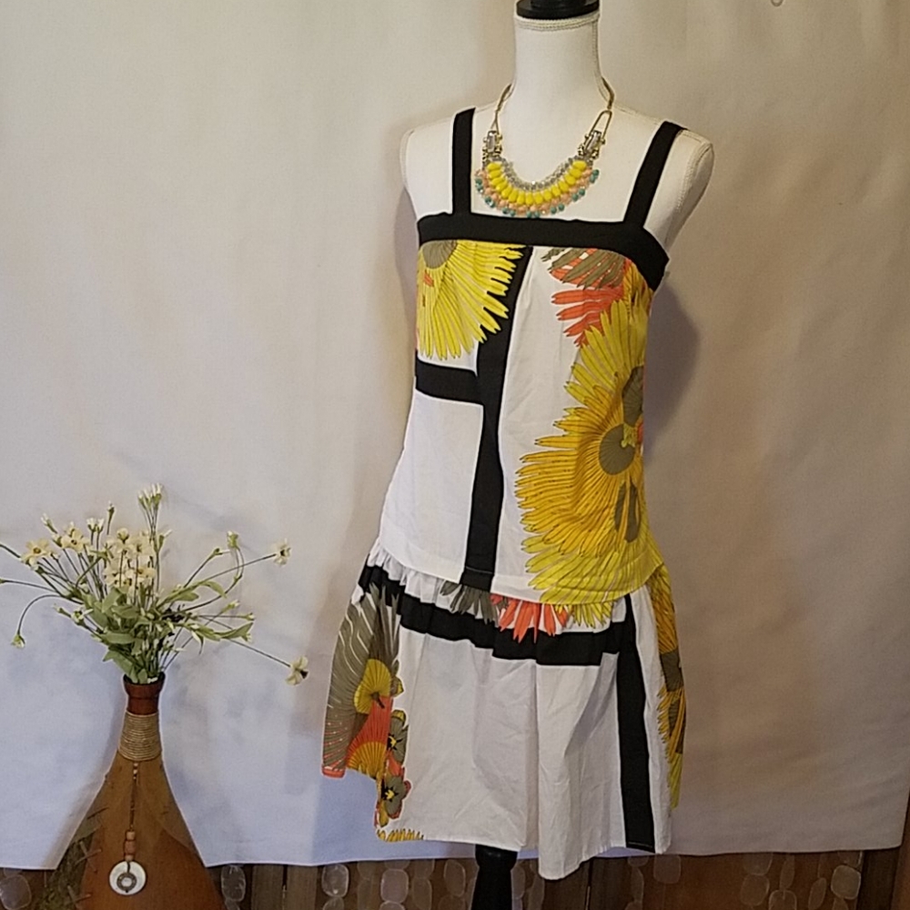 Connection 100% Cotton Lined Strap Summer Dress S